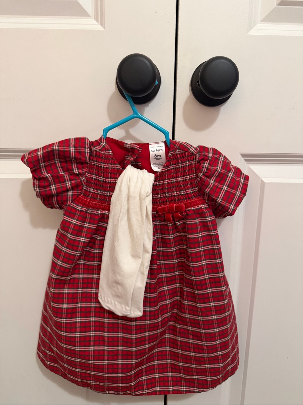 Carter's Red Plaid Holiday Dress with White Accent